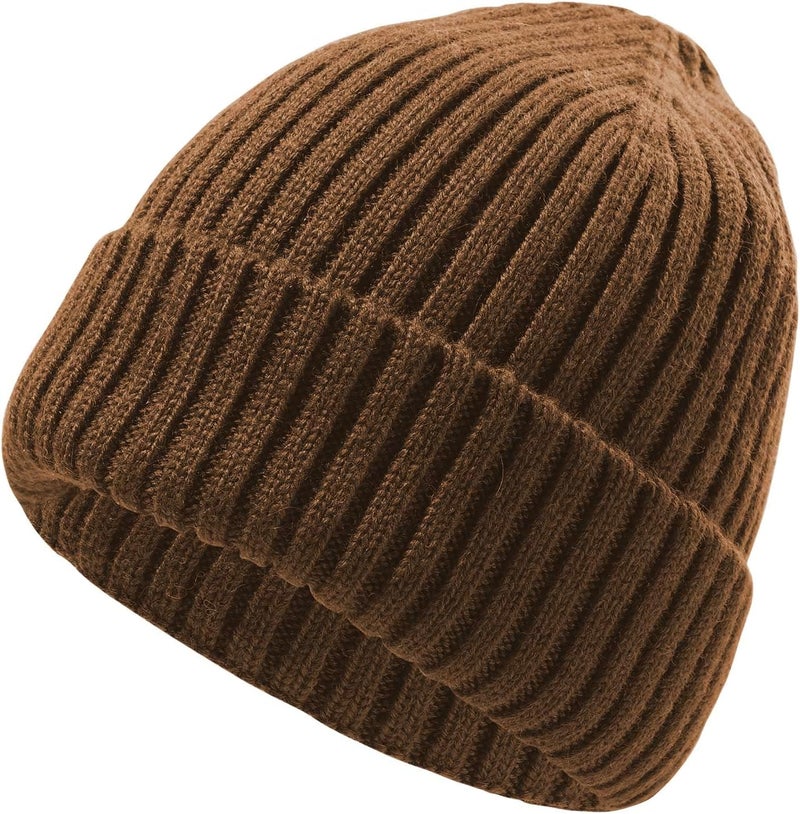 KDVOG Store Kids Merino Wool Beanie Hat,Unisex Children Warm Winter Cuffed Ski Caps Classic Knitted Skull Caps for Boys Girls 7-14Y - Image 1